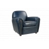 Blue leather Club Chair, timeless design, round back