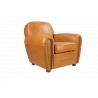 Tan leather Club Chair, timeless design, round back